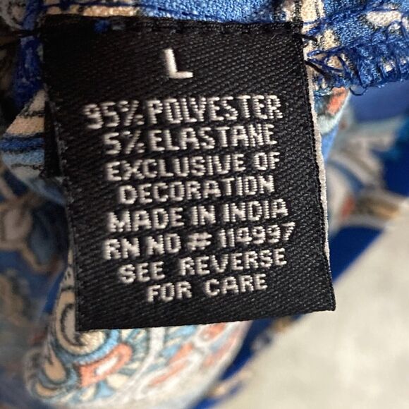 Tolani Collection Blouse Womens Large Blue Multicolor Floral Button Up - Picture 8 of 10